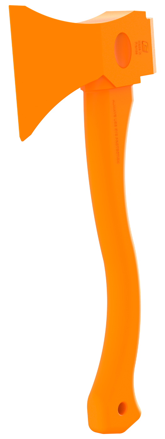 Orange rubber training hatchet